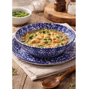 Vintage Roma Inc Italy Spongeware Pasta Bowl & Bread Plate Set Hand Painted